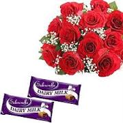 12 roses and 2 chocolates