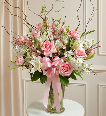 Pink white lilies arrangement