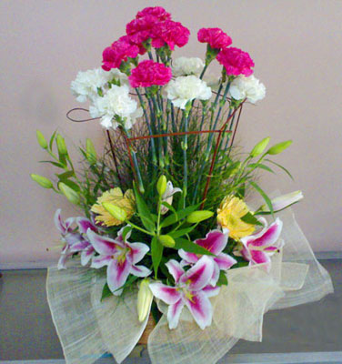 Carnations and Lilies basket