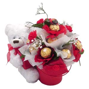16 ferrero rocher bouquet with teddy