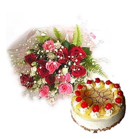30 roses bouquet, 1 kg cake