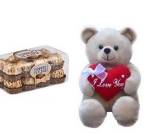 Ferrero rocher 16 piece box with a 6 inches Teddy bear