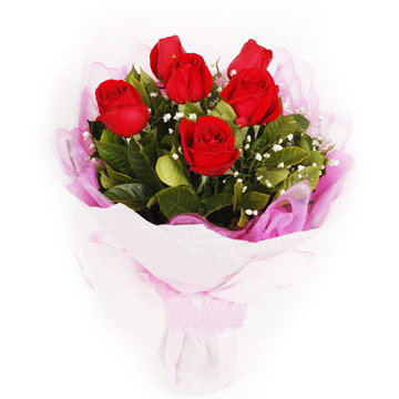 6 red roses bouquet