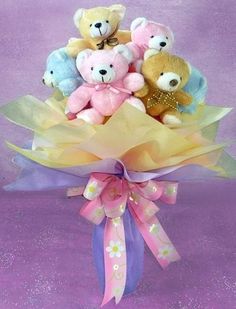 5 Teddies bouquet 6 inches each